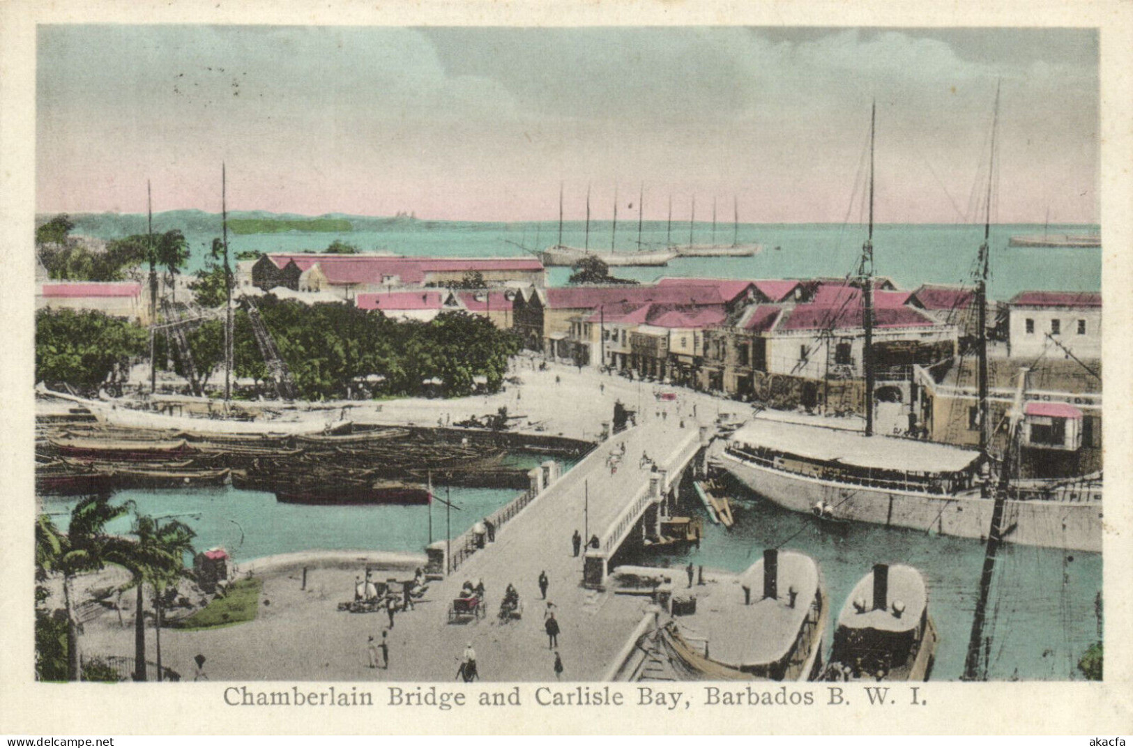 PC BARBADOS, CHAMBERLAIN BRIDGE, CARLISLE BAY, Vintage Postcard (b50067) - Barbados