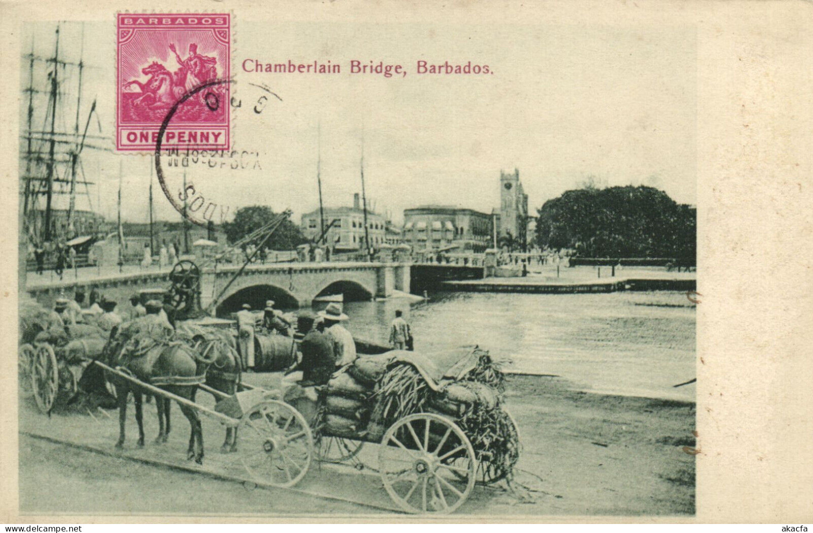 PC BARBADOS, CHAMBERLAIN BRIDGE, Vintage Postcard (b50070) - Barbados