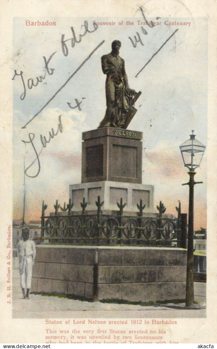 PC BARBADOS, STATUE OF LORD NELSON, Vintage Postcard (b50082) - Barbades