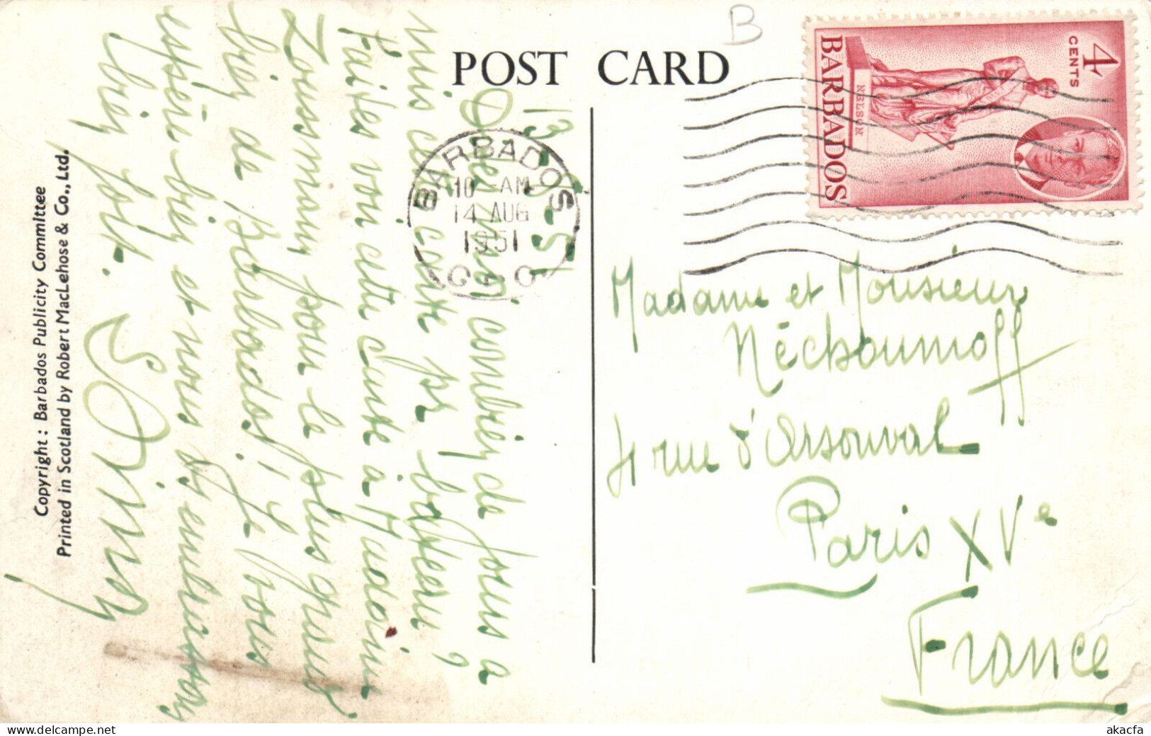 PC BARBADOS, BROAD STREET, BRIDGETOWN, Vintage Postcard (b50086) - Barbados