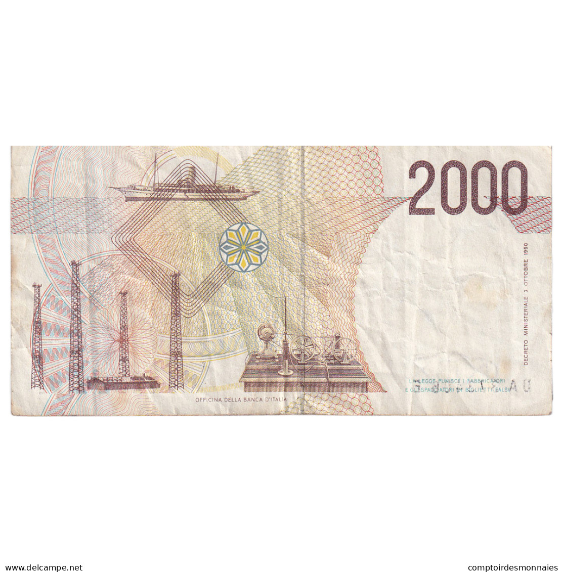 Italie, 2000 Lire, 1990, 1990-10-03, KM:115, TTB - 2000 Liras