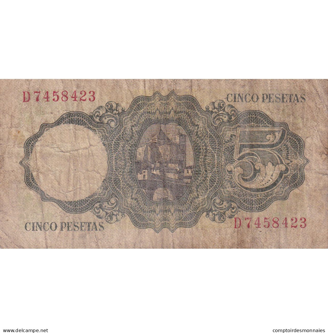 Espagne, 5 Pesetas, 1951, 1951-08-16, KM:140a, B - 5 Pesetas