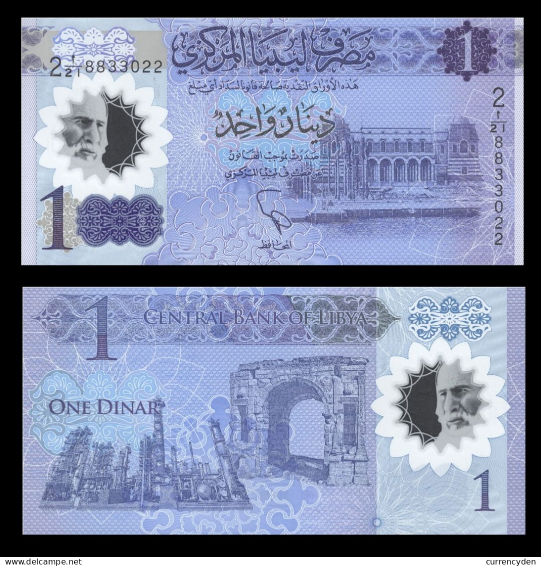 Libya P-new, 1 Dinar, Bank / Oil Refinery, Arch Of Aurelius 2019 UNC POLYMER - Libië