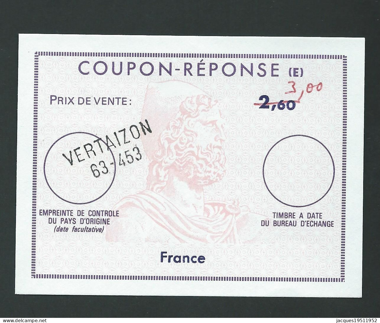 CP 04 - Coupon Réponse France 2,60 Fr - Coupons-réponse