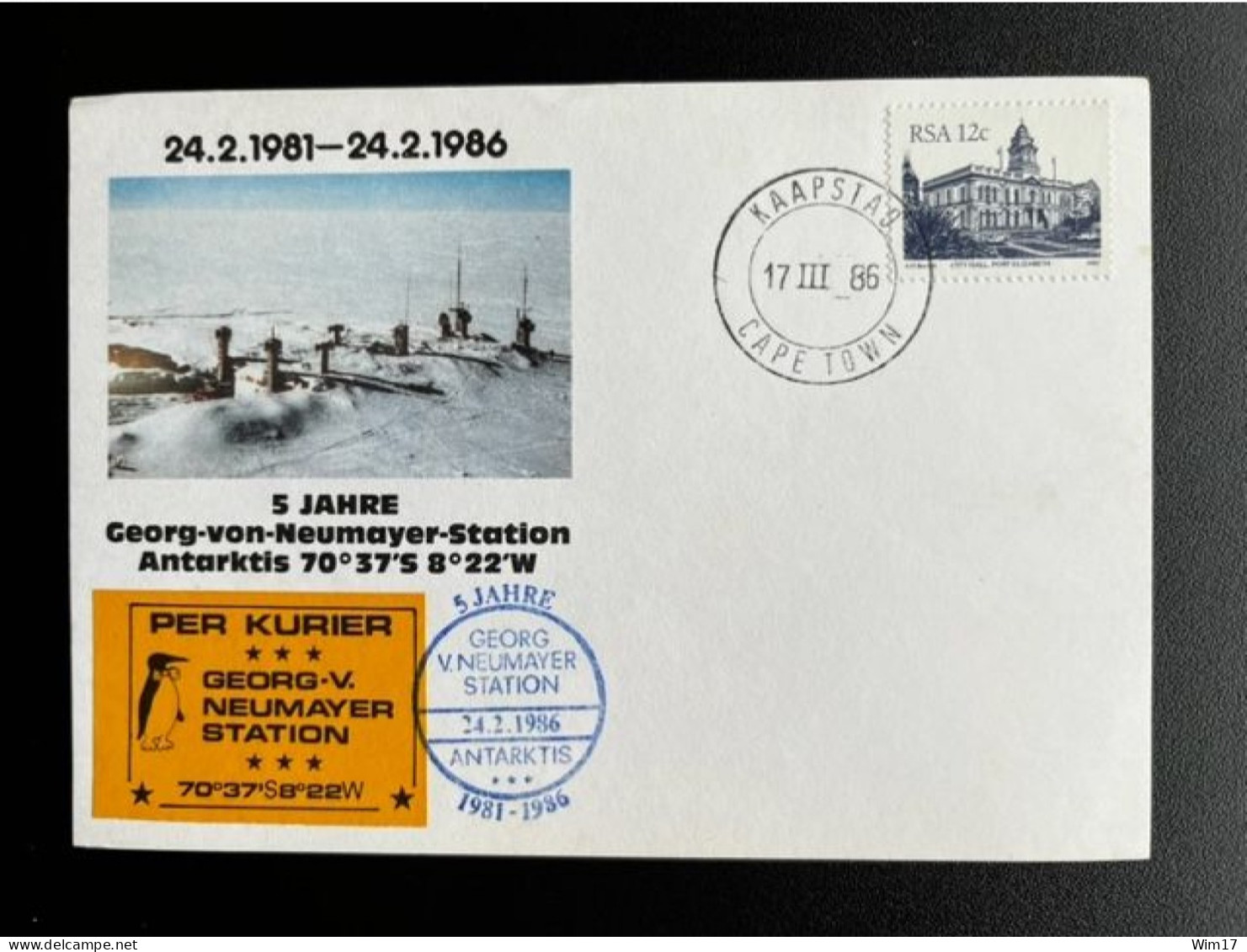 SOUTH AFRICA RSA 1986 POSTCARD GEORG VON NEUMAYER STATION ANTARCTICA 24-02-1986 ZUID AFRIKA - Briefe U. Dokumente