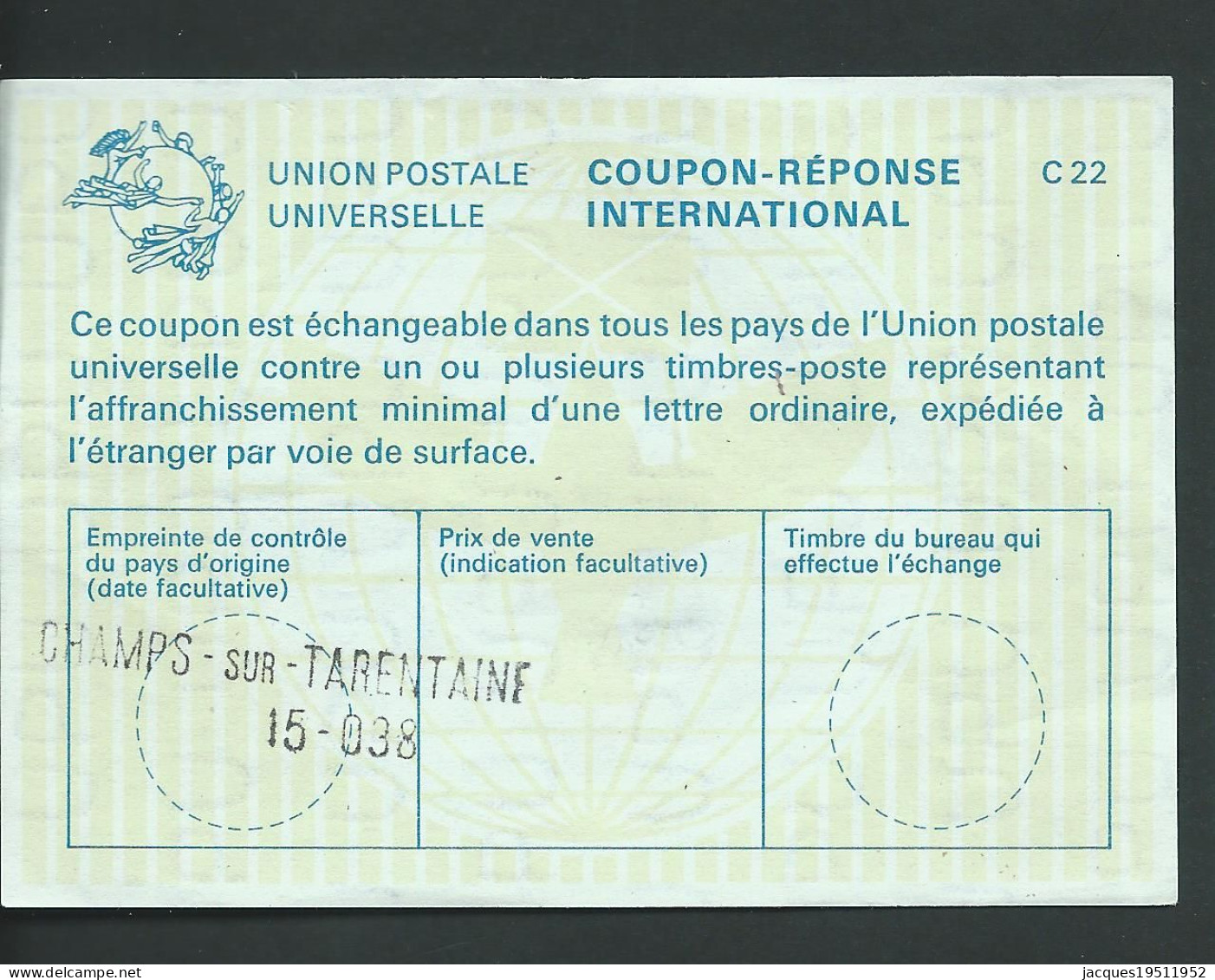 CP 22 - Coupon Réponse International C22 - Voie De Surface - Reply Coupons