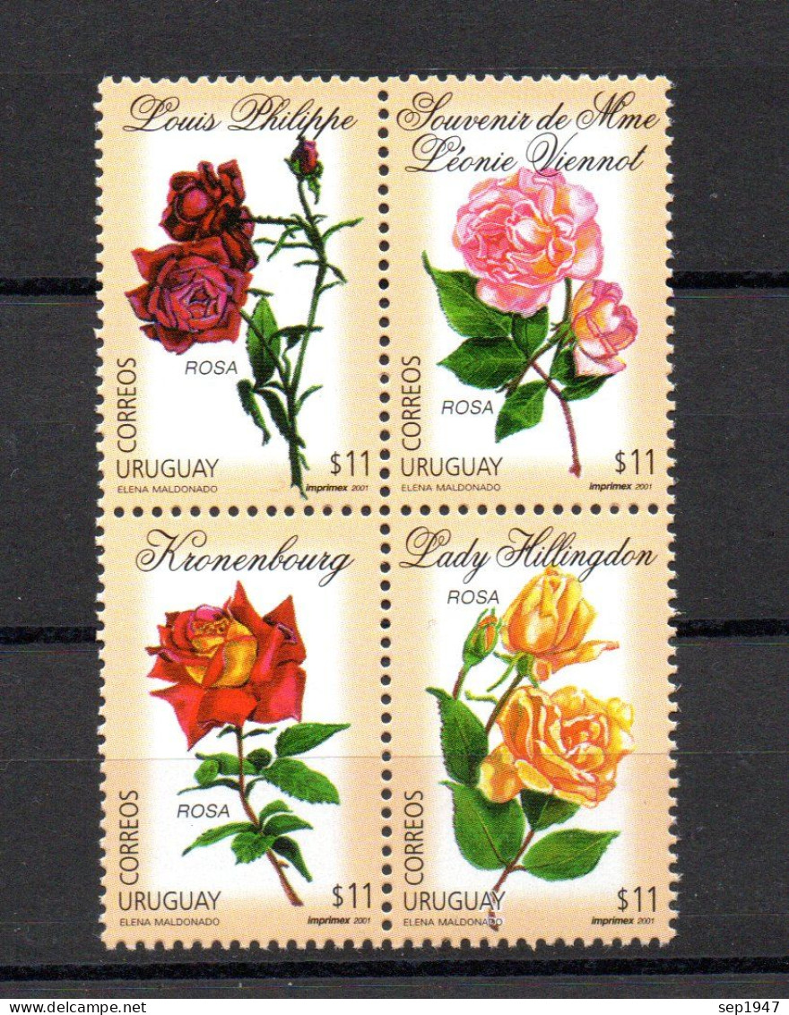 Year 2001 Uruguay Roses, MNH, Shipping From Costa Rica By International Tracking Mail - Uruguay