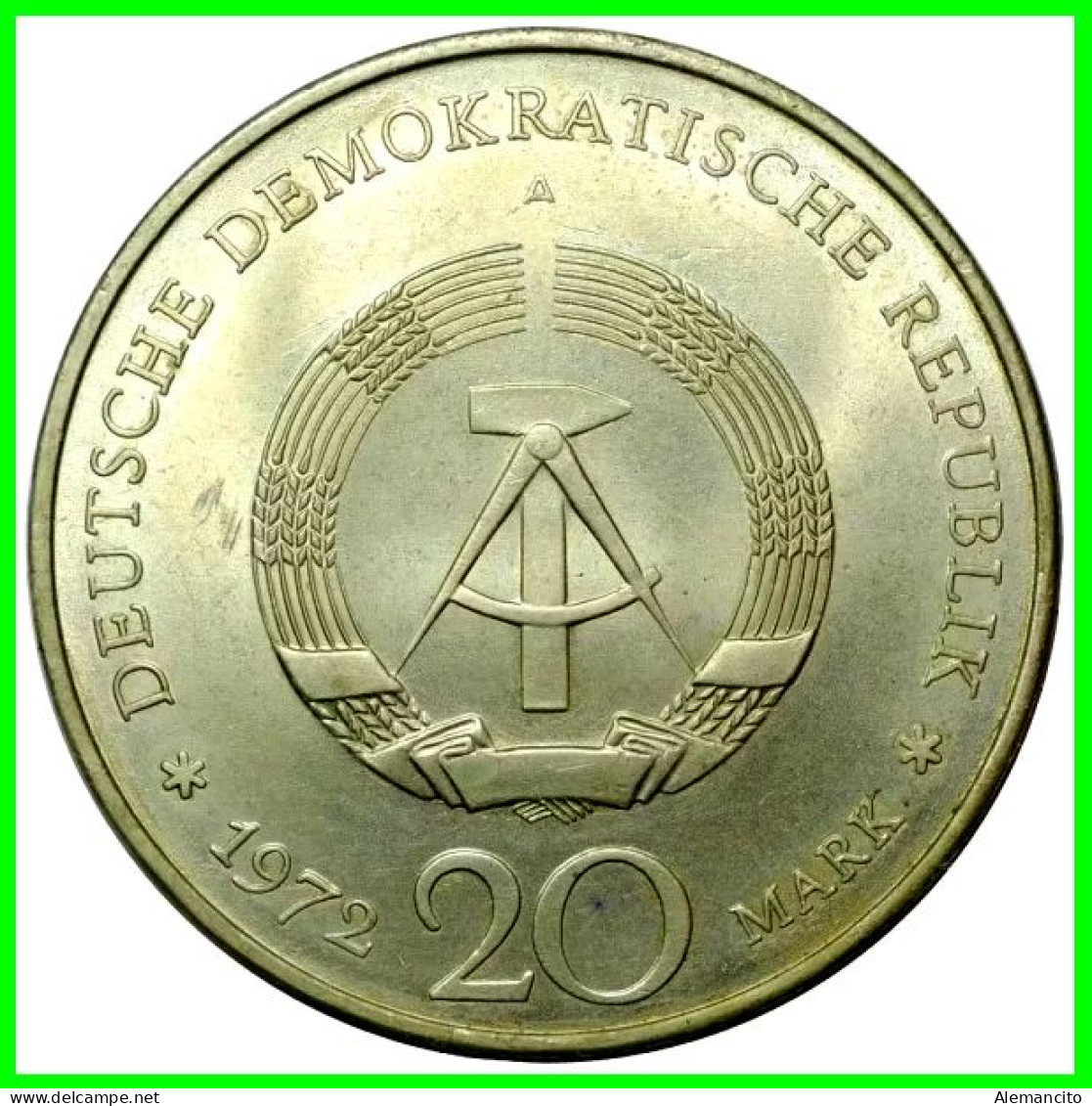 GERMANY DDR-REPUBLICA DEMOCRATICA DE ALEMANIA AÑO 1972  MONEDA DE 20.00-DM KM-33 ( FRIEDRICH VON SCHILLER, POETA ) - 20 Marchi