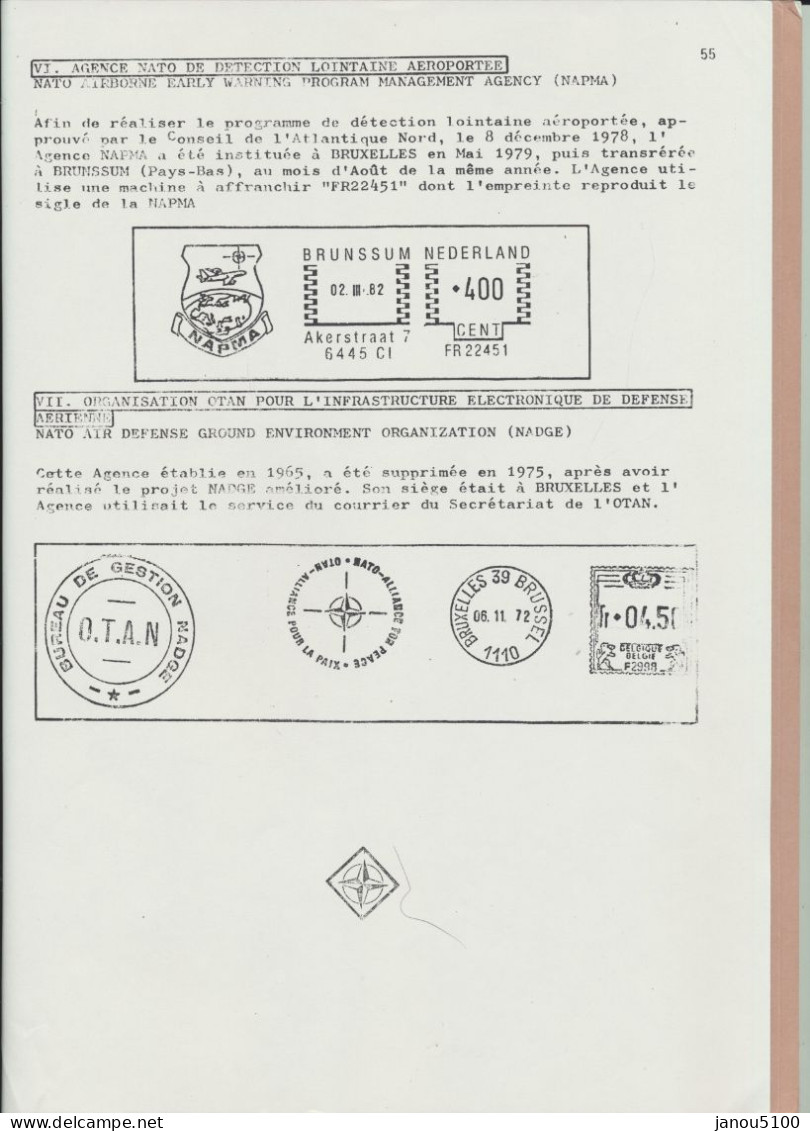 TIMBRES   ORGANISATIONS  INTERNATIONALES    BROCHURE "l' OTAN ET LA PHILATELIE "         1982. - NATO