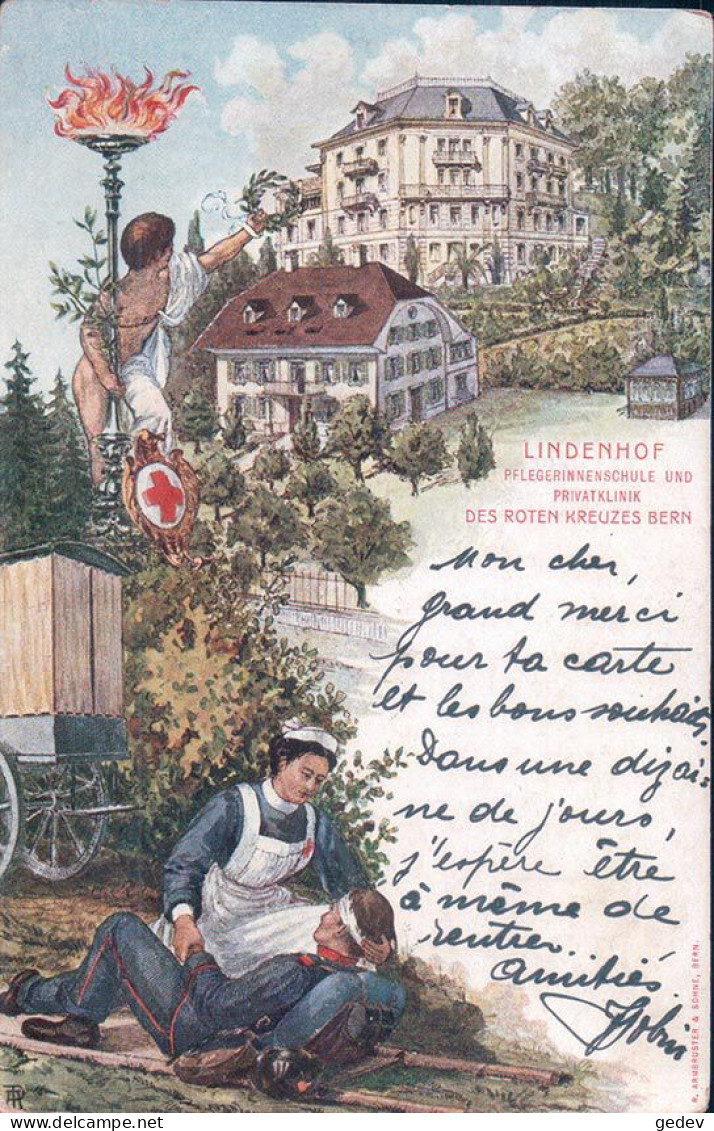 Croix Rouge, Lindenhof BE, Pflegerinnenshule Und Privatklinik Des Roten-Kreuzers Bern (21.12.1905) - Croix-Rouge