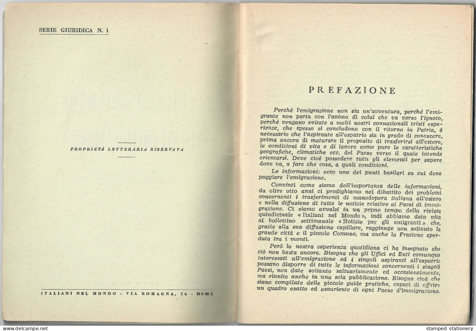 CHI PUO EMIGRARE NEGLI STATI UNITI D'AMERICA 1953 (LE GUIDE PER GLI EMIGRANTI) LE NORME DELLA LEGGE Mc CARRAN - WALTER - Sonstige & Ohne Zuordnung