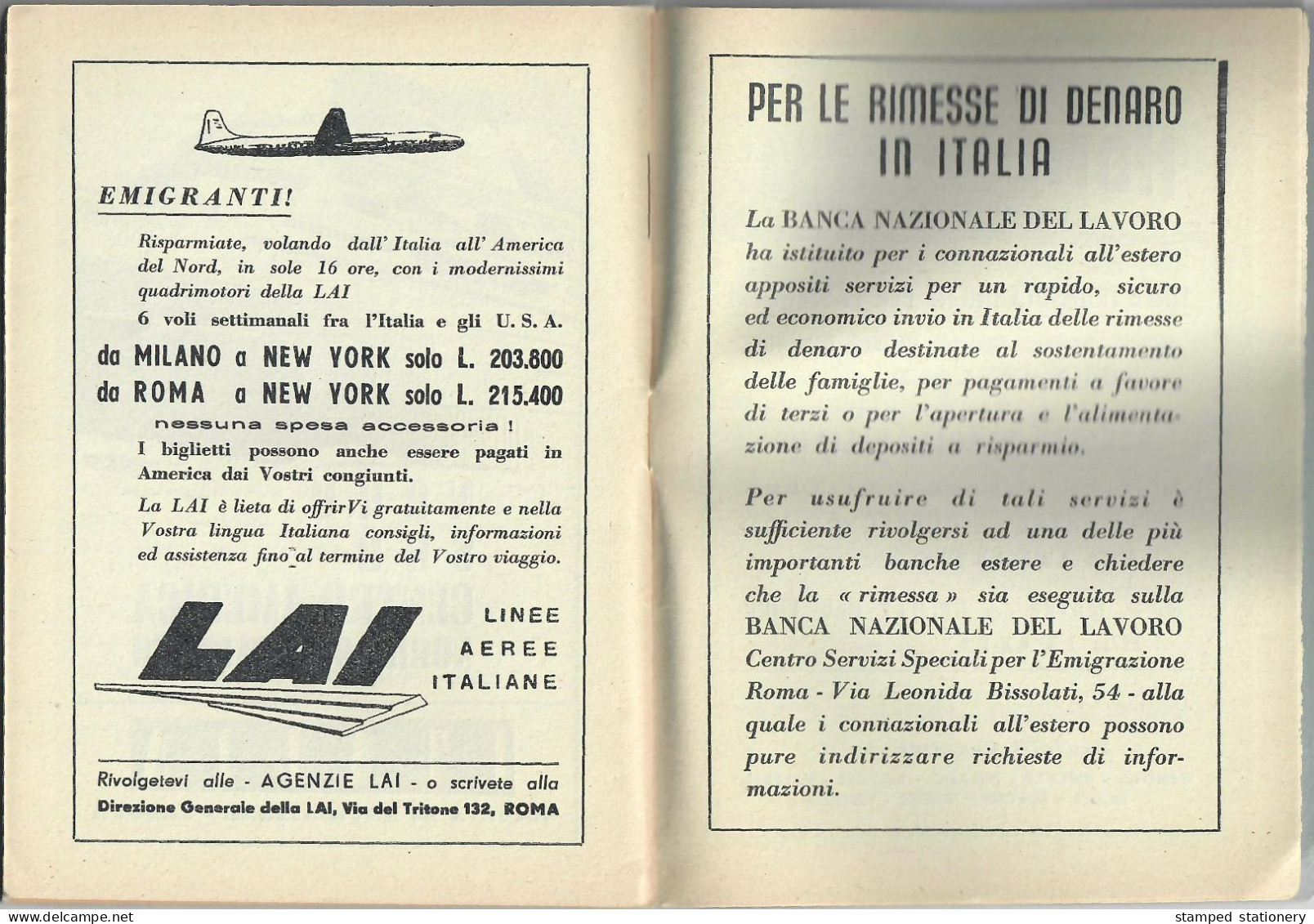 CHI PUO EMIGRARE NEGLI STATI UNITI D'AMERICA 1953 (LE GUIDE PER GLI EMIGRANTI) LE NORME DELLA LEGGE Mc CARRAN - WALTER - Autres & Non Classés