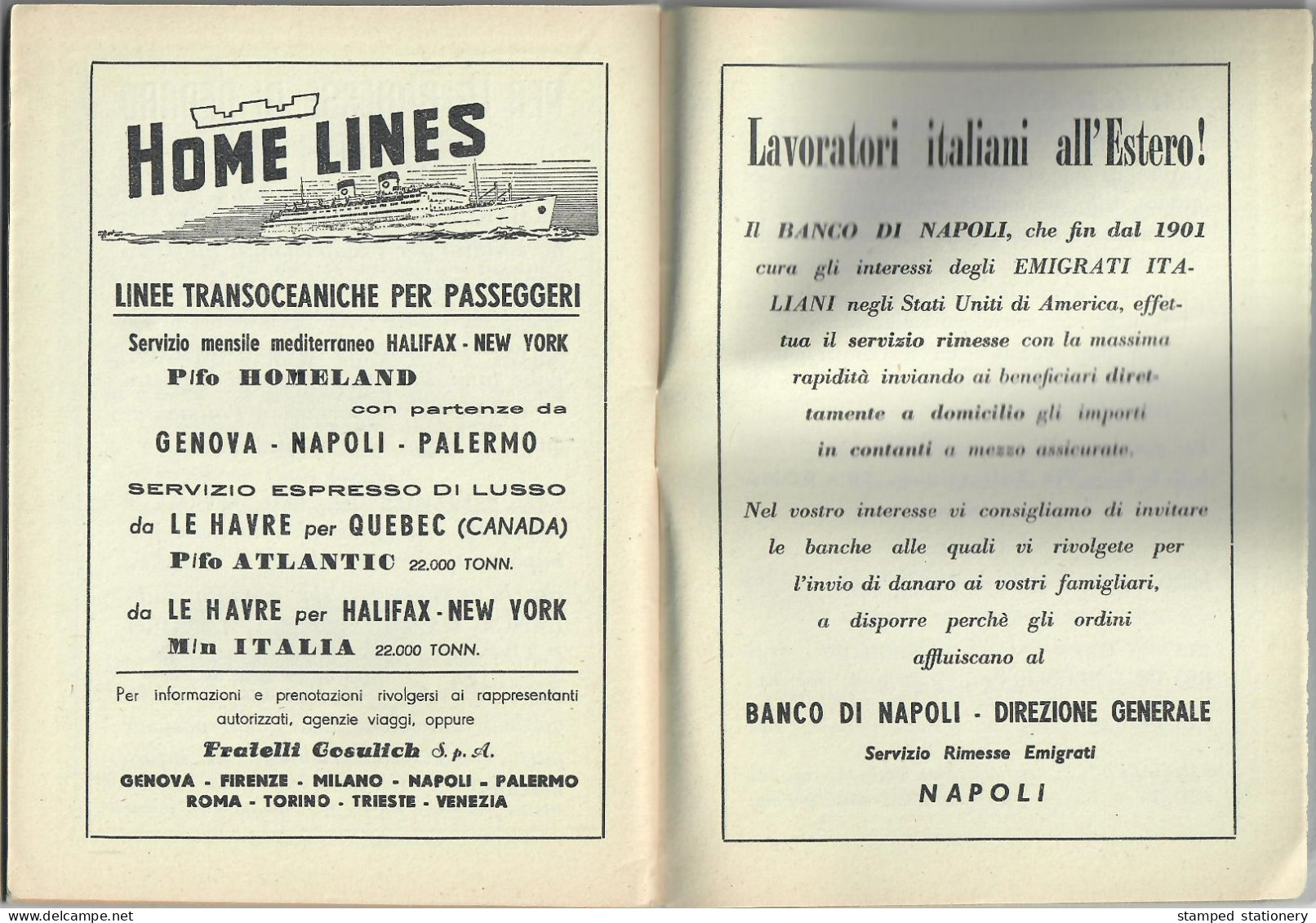 CHI PUO EMIGRARE NEGLI STATI UNITI D'AMERICA 1953 (LE GUIDE PER GLI EMIGRANTI) LE NORME DELLA LEGGE Mc CARRAN - WALTER