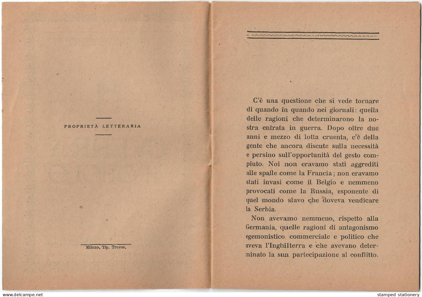 GUERRA DI POPOLO - FLAVIA STENO  1917 - MILANO F.LLI TREVES EDITORI - NUOVO - Oorlog 1914-18