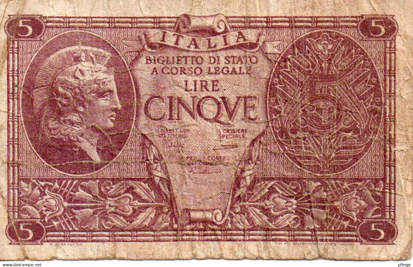 Italie - Biglietto Di Stato - 5 Lires - Other & Unclassified