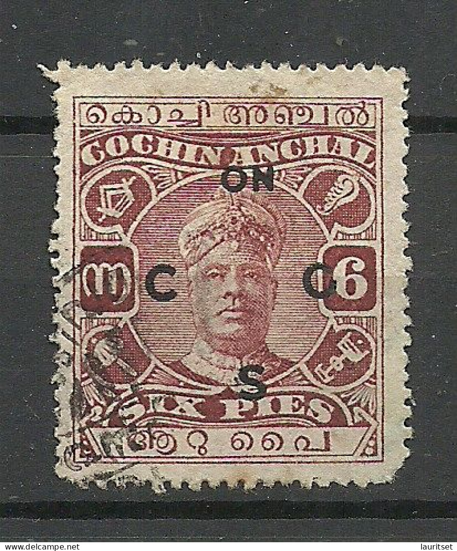 INDIA COCHIN State Dienstmarke Maharadscha Rama Warma III Official, 6 P. O - Cochin