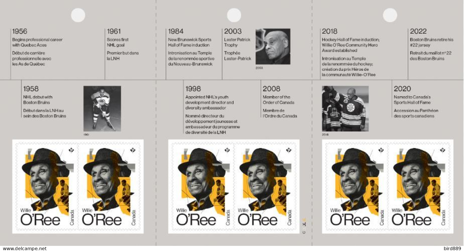 2023 Canada Hockey Willie O'Ree First Black Player In NHL Full Booklet Of 6 MNH - Libretti Completi