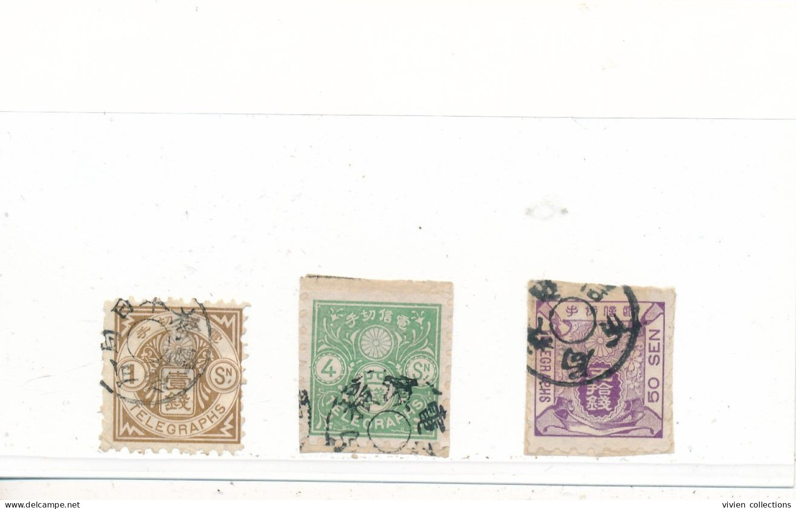 Japon Timbres Télégraphes N° 1, 4 Et 9 Oblitérés - Timbres Télégraphe