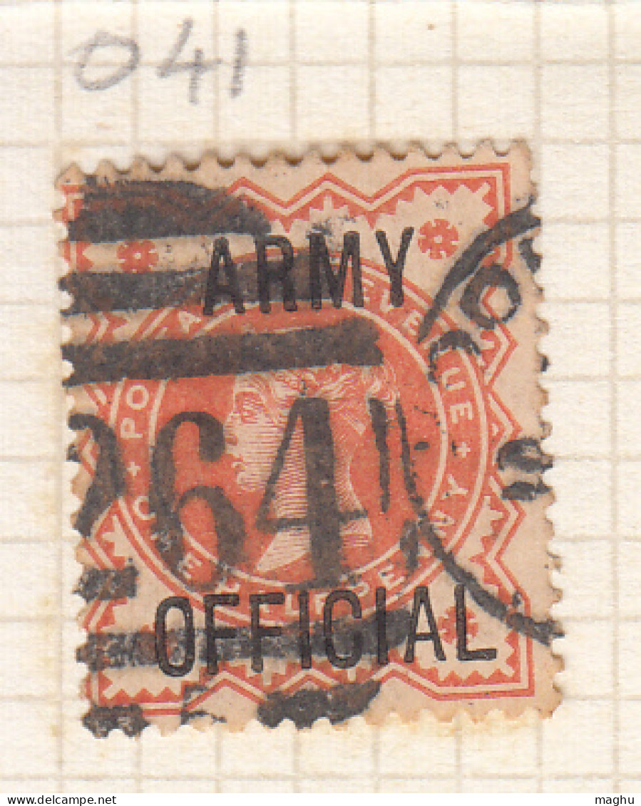 Clear Cancellation Postmark, Great Britian, ½d ARMY OFFICIAL, QV Used SGO41 1896 - Service