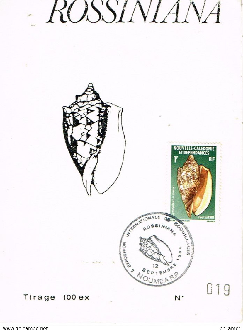 NOUVELLE CALEDONIE CALEDONIA Cad Handstamped Cachet Commemoratif Exposition Coquillages Rossiniana 12/09/84 BE - Briefe U. Dokumente