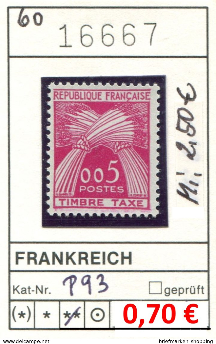 Frankreich 1960 - France 1960 - Francia 1960 - Frankrijk 1960 - Michel Porto / Taxe 93 - ** Mnh Neuf Postfris - - 1960-.... Mint/hinged