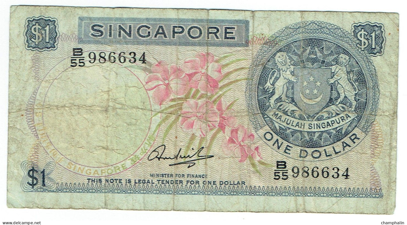 Singapour - Billet De 1 Dollar - Non Daté (1967) - P1a - Singapur