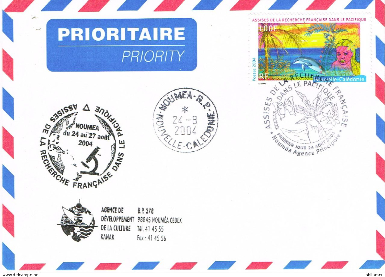 NOUVELLE CALEDONIE CALEDONIA Cad Cachet Commemoratif Assises Recherche Francaise Noumea Microscope Dauphin 24/08/04 BE - Brieven En Documenten