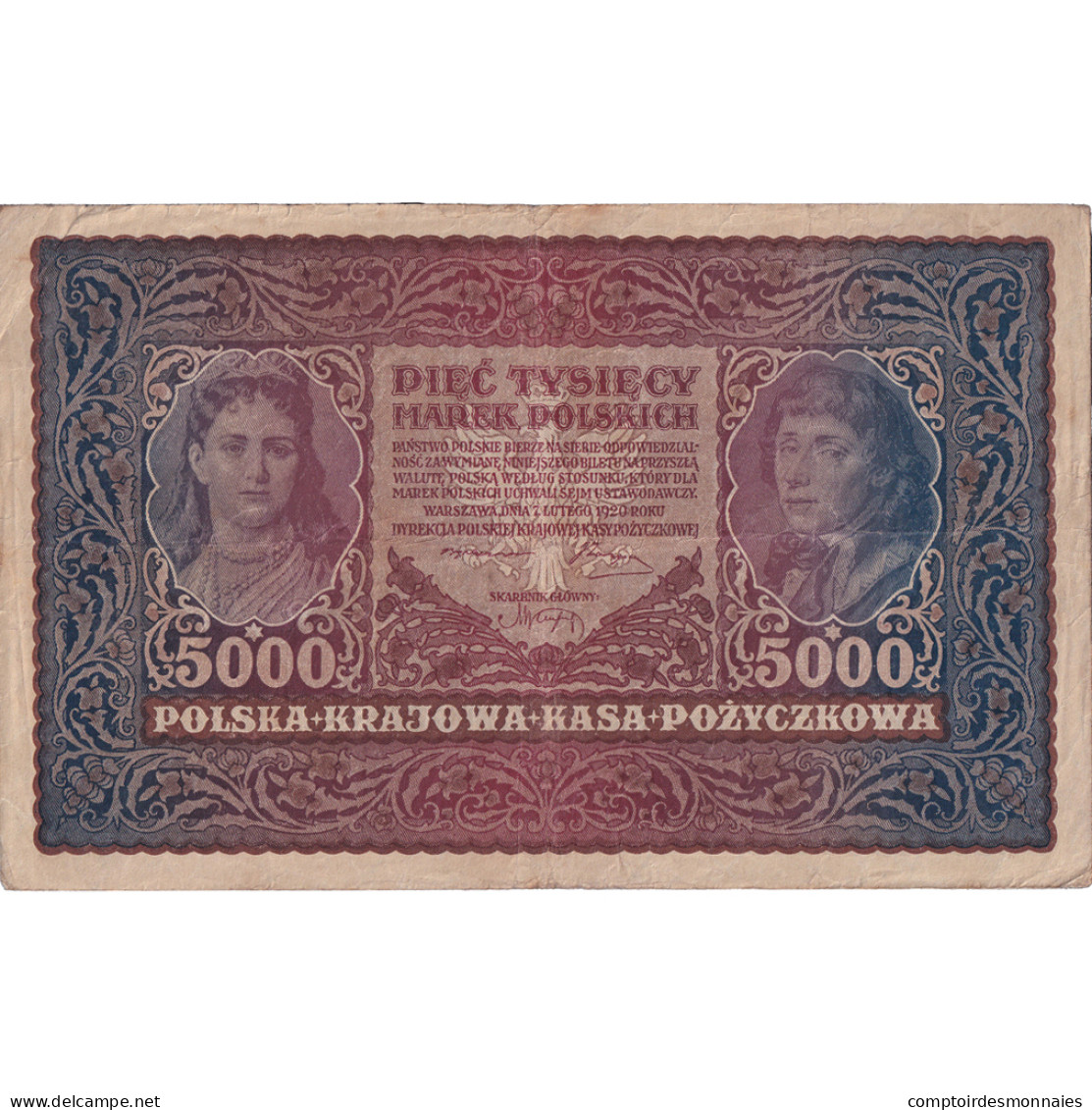 Billet, Pologne, 5000 Marek, 1920, 1920-02-07, KM:31, TB - Pologne