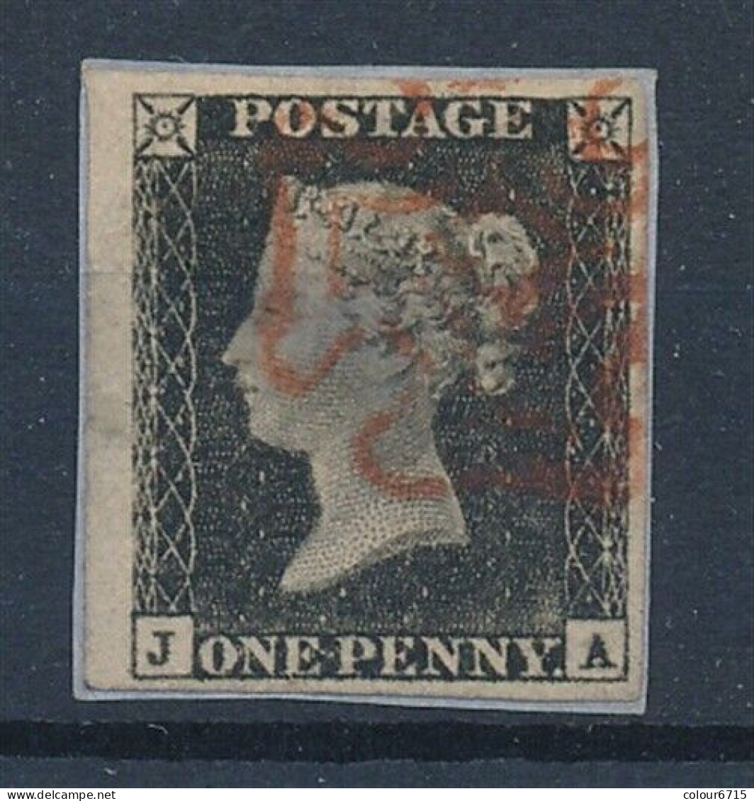 Great Britian/UK 1840 Black Penny (JA) Stamp VF Used With Big Margins On Paper 1v - Gebraucht