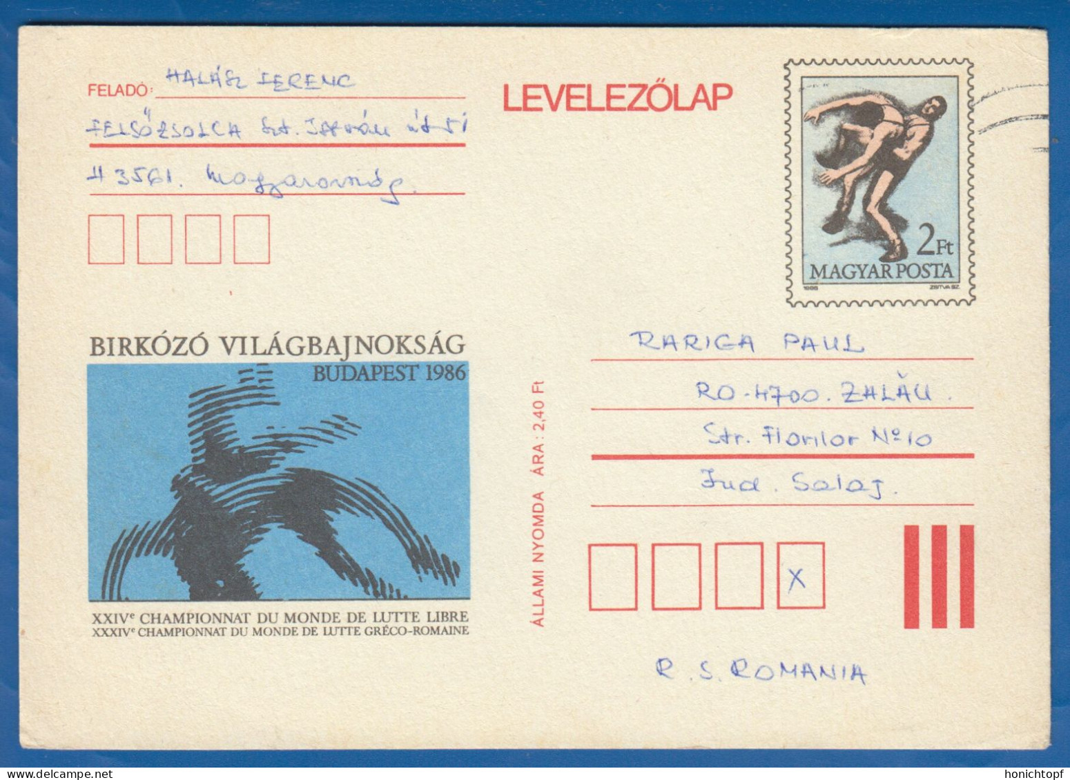 Ungarn; PC Levelezö Lap 2 Ft; Ringen; 1986 Budapest; Sport - Lucha