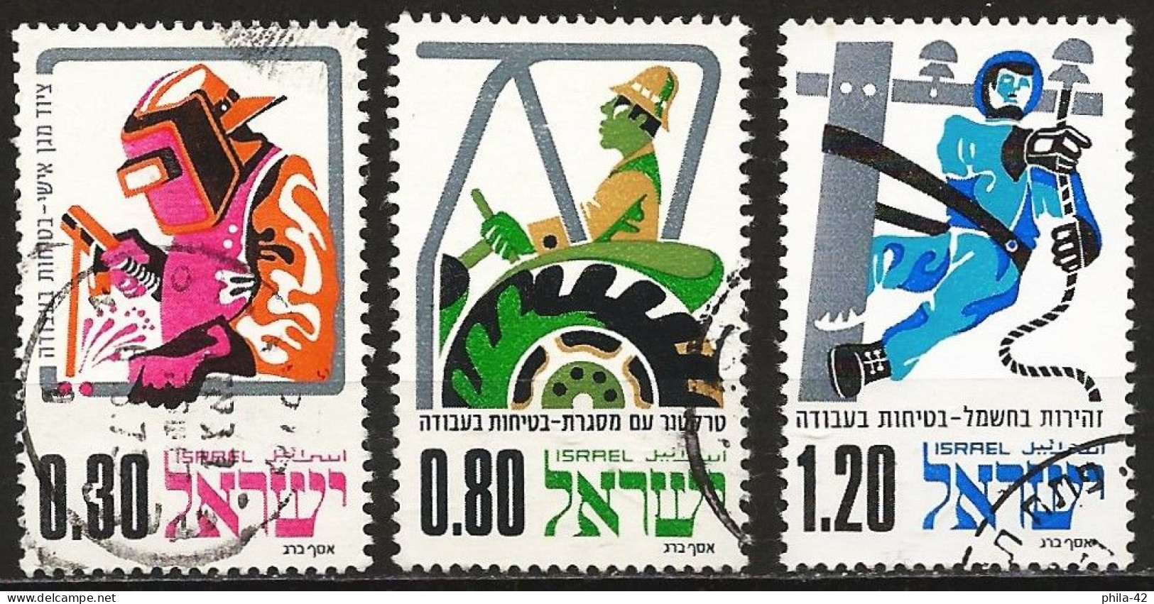 Israel 1975 - Mi 626/28 - YT 563/65 ( Safety At Work ) - Gebruikt (zonder Tabs)