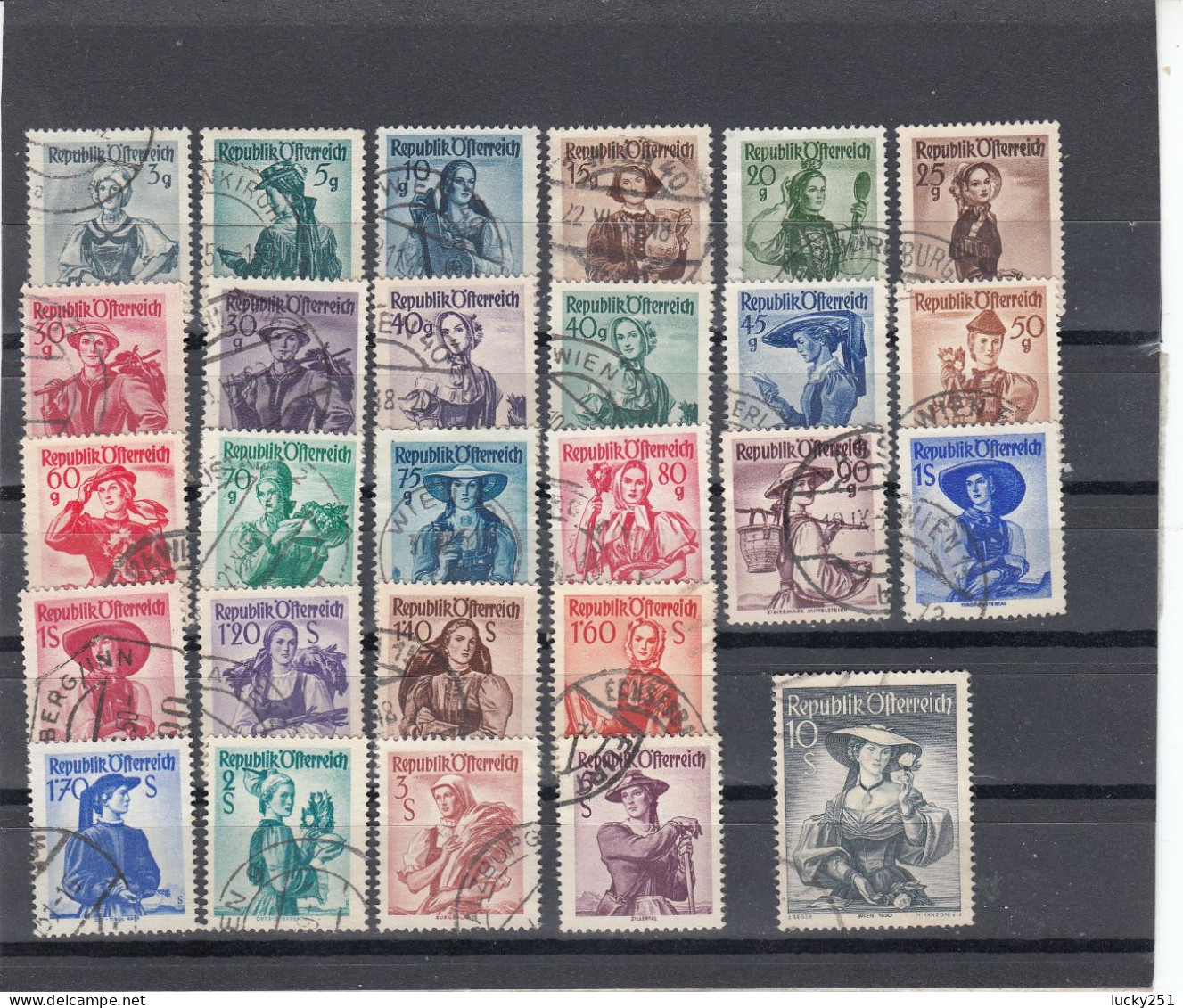 Autriche - Année 1948/50 - Obl. - N°YT 738A à 754A - Costumes Régionaux Divers - Used Stamps