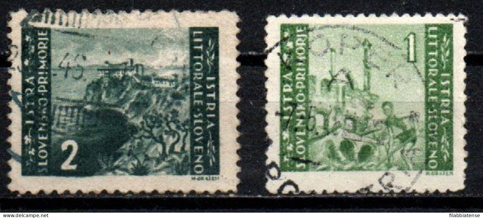 1945 - Italia - Occupazione Jugoslava - Littorale Sloveno 43 + 45 Pittorica  ------- - Jugoslawische Bes.: Slowenische Küste