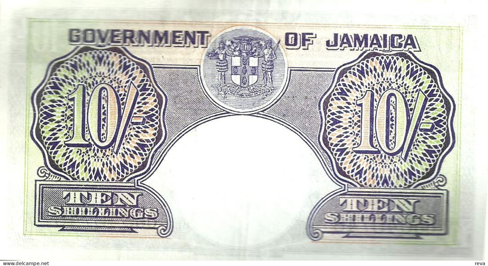 JAMAICA BRITISH 10 SHILLINGS BLACK KVGI HEAD  FRONT  MOTIF BACK DATED 01-03-1953 P39 AUNC READ DESCRIPTION !! - Jamaica