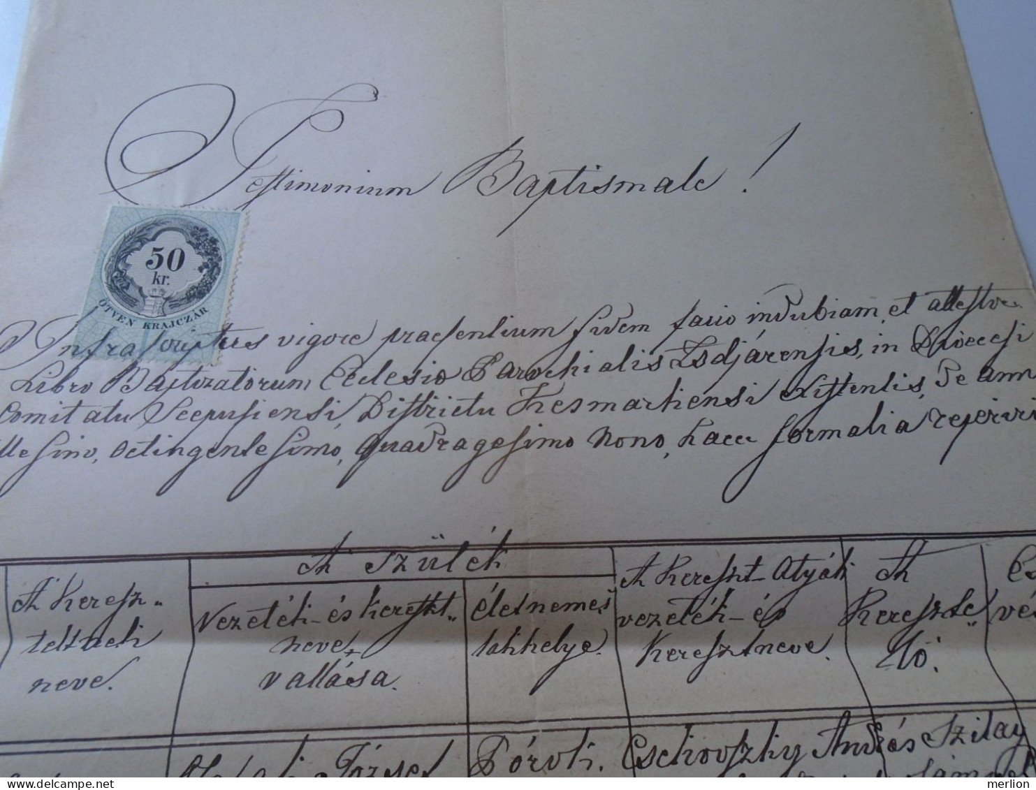 ZA466.8   Old Document  - Slovakia   Zár  Zsdjár, Ždiar  1876 - Bachleda - Naissance & Baptême
