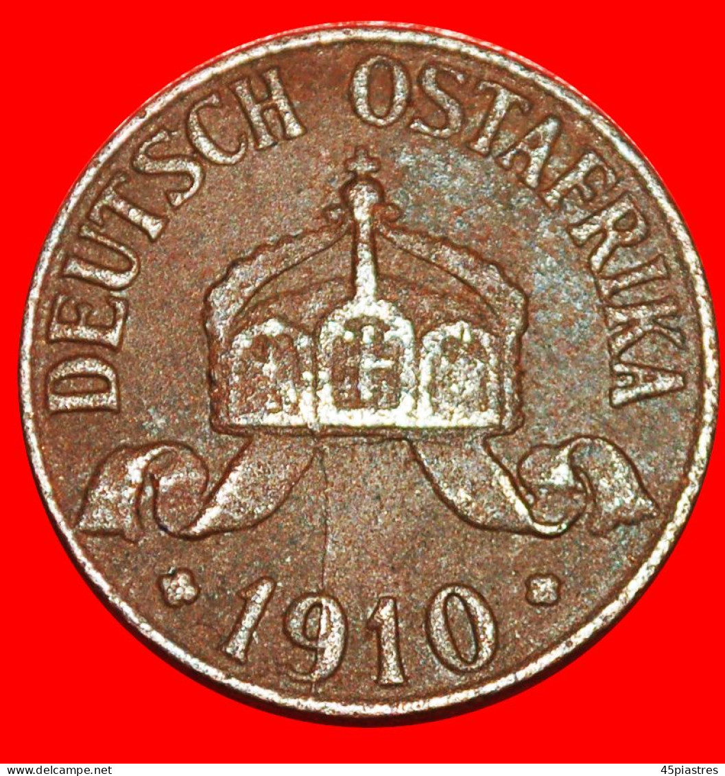 * HAMBURG (1904-1913): GERMAN EAST AFRICA  1 HELLER 1910J! WILHELM II (1888-1918) · LOW START · NO RESERVE! - Deutsch-Ostafrika