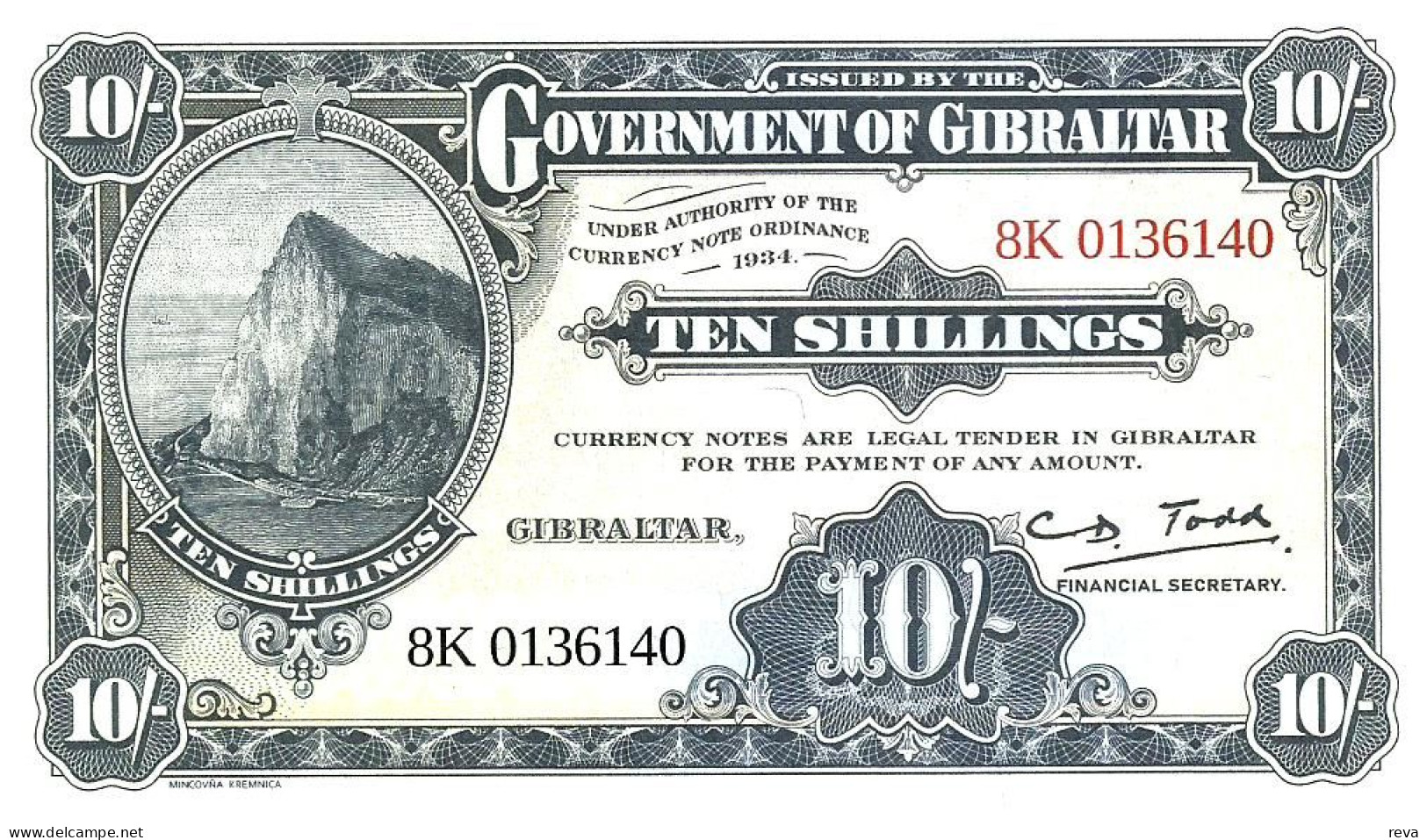 GIBRALTAR 10 SHILLINGS GREEN ROCK FRONT EMBLEM BACK DATED 2018 P.NEW UNC  READ DESCRIPTION ! - Gibraltar