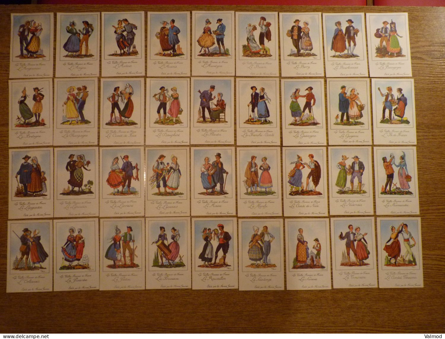 Lot De 36 Cartes Publicitaires Anciennes "Les Vieilles Provinces De France"-Illustrateur Jean Droit -Farine Jammet- 9x14 - Droit