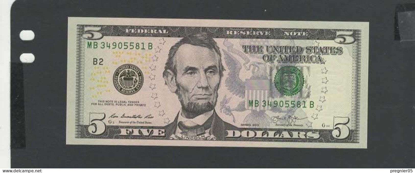 USA - Billet 5 Dollar 2013 NEUF/UNC P.539 § MB - Billetes De La Reserva Federal (1928-...)