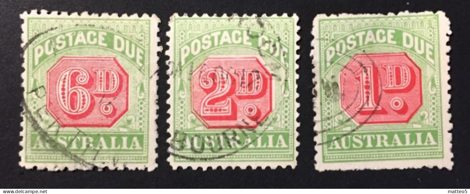 1909 - Australia - Postage Due Stamp - 1D,2D,6D, - Used - Strafport