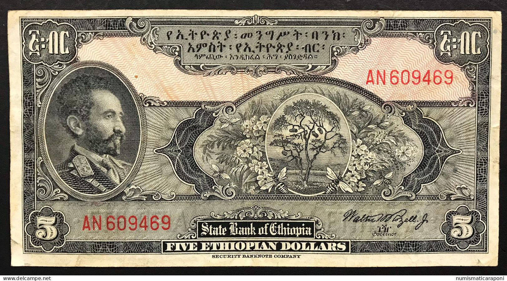 ETIOPIA / ETHIOPIA  5 Dollars 1945 Km#14c Bb Macchie Lotto.082 - Ethiopië