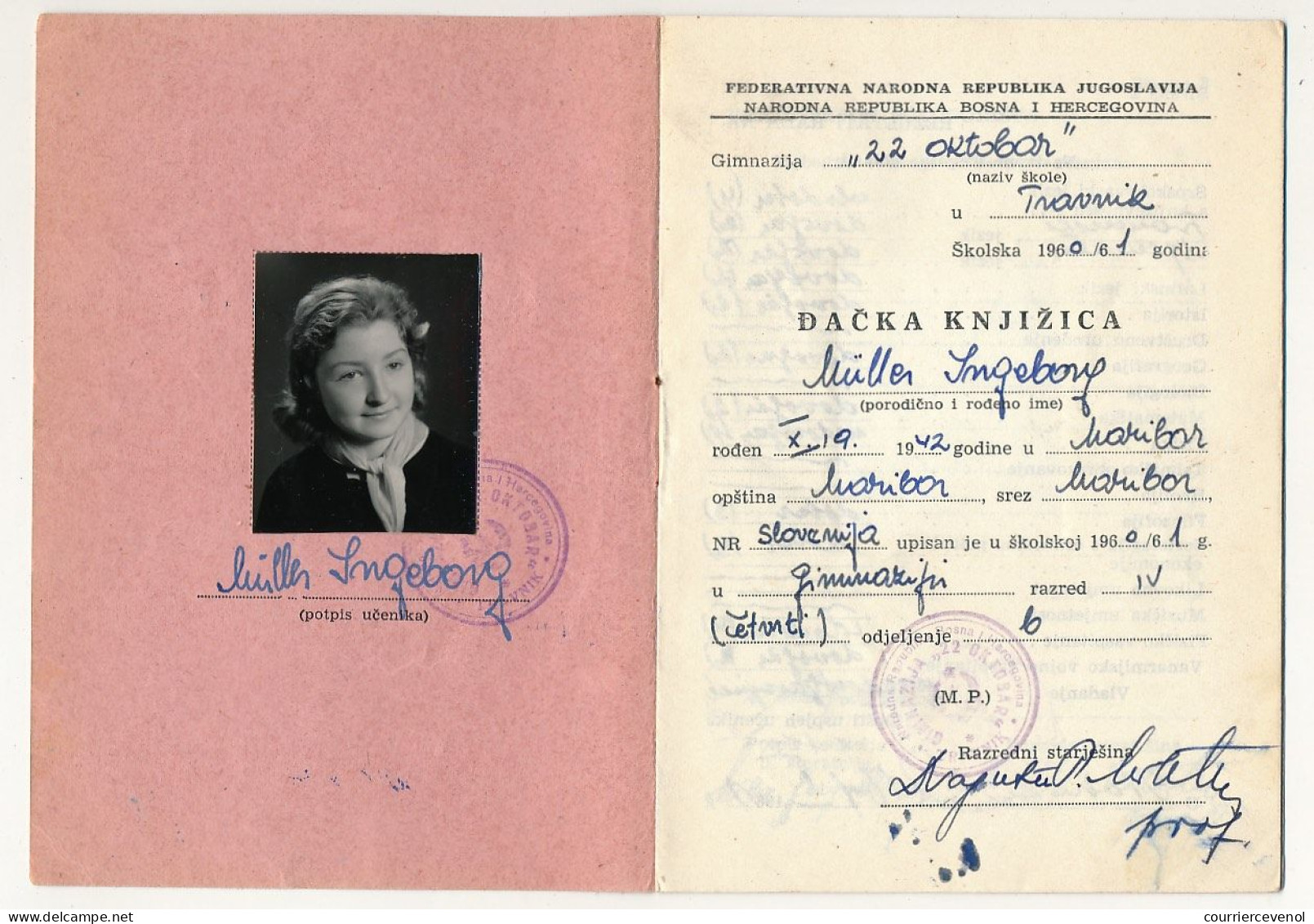 BOSNIE HERZEGOVINE - Carnet De Notes D'une élève Au Lycée De Trawnik - 1961 - Diplômes & Bulletins Scolaires
