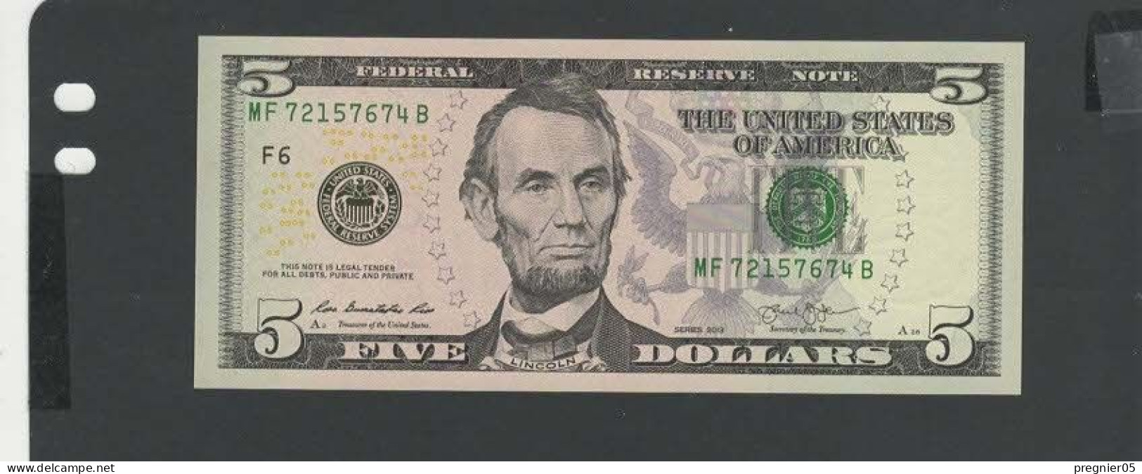 USA - Billet 5 Dollar 2013 NEUF/UNC P.539 § MF 674 - Billetes De La Reserva Federal (1928-...)