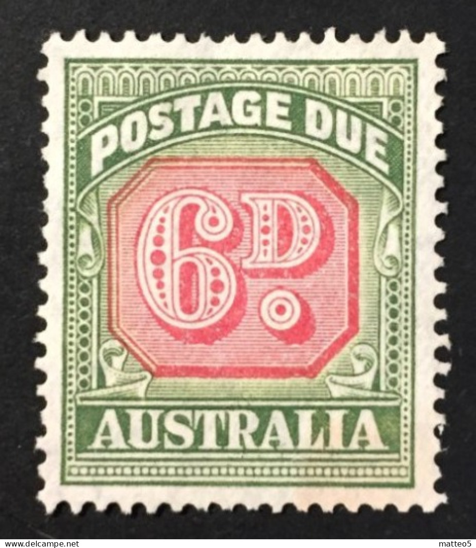 1938 /49 - Australia - Postage Due Stamp - 6D, - Unused - Mint Hinged . No Gum - Postage Due