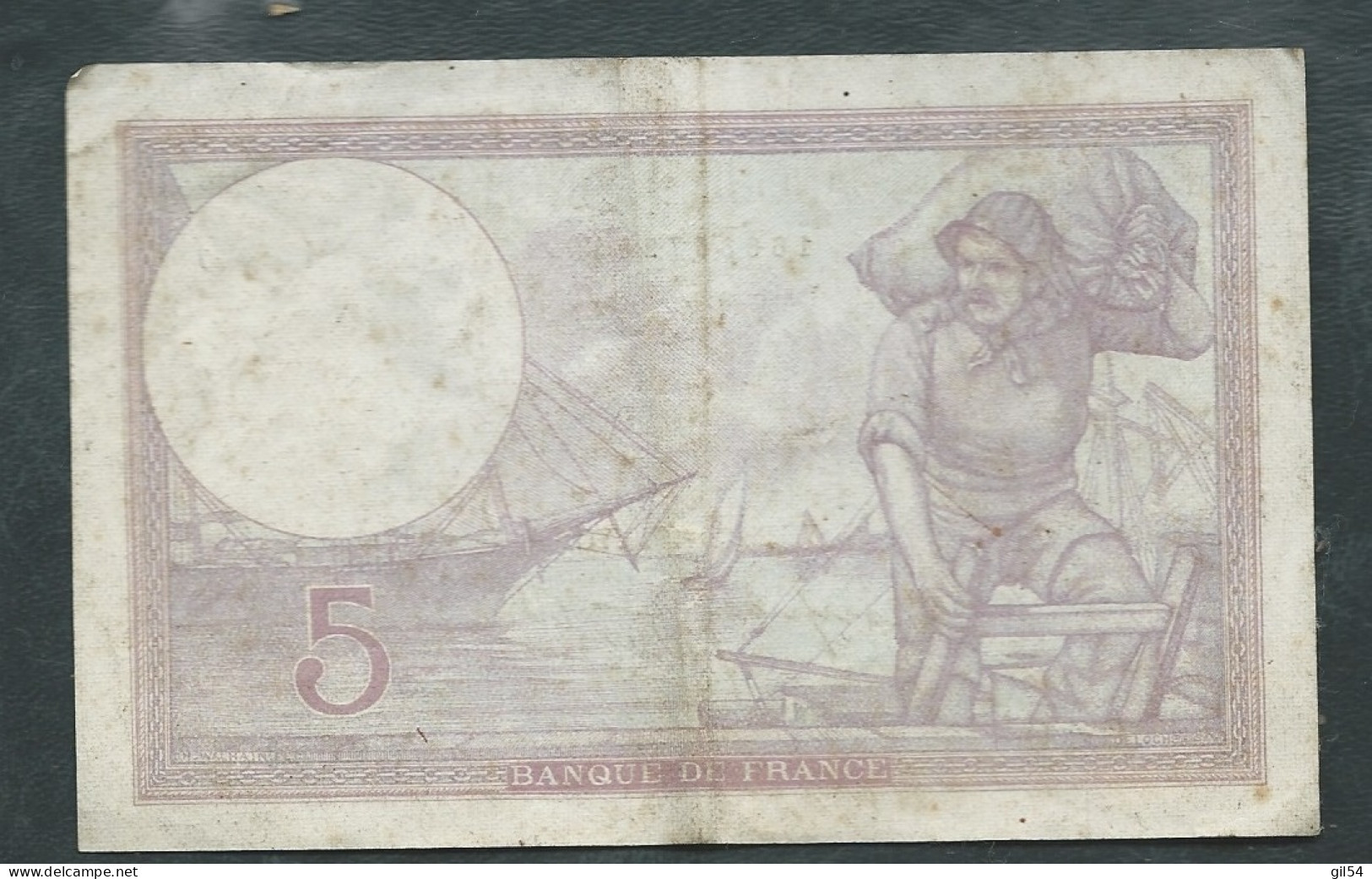 FRANCE BILLET CINQ FRANCS VIOLET 28/11/1940  - 040 Y.66547  Laura 12904 - 5 F 1917-1940 ''Violet''