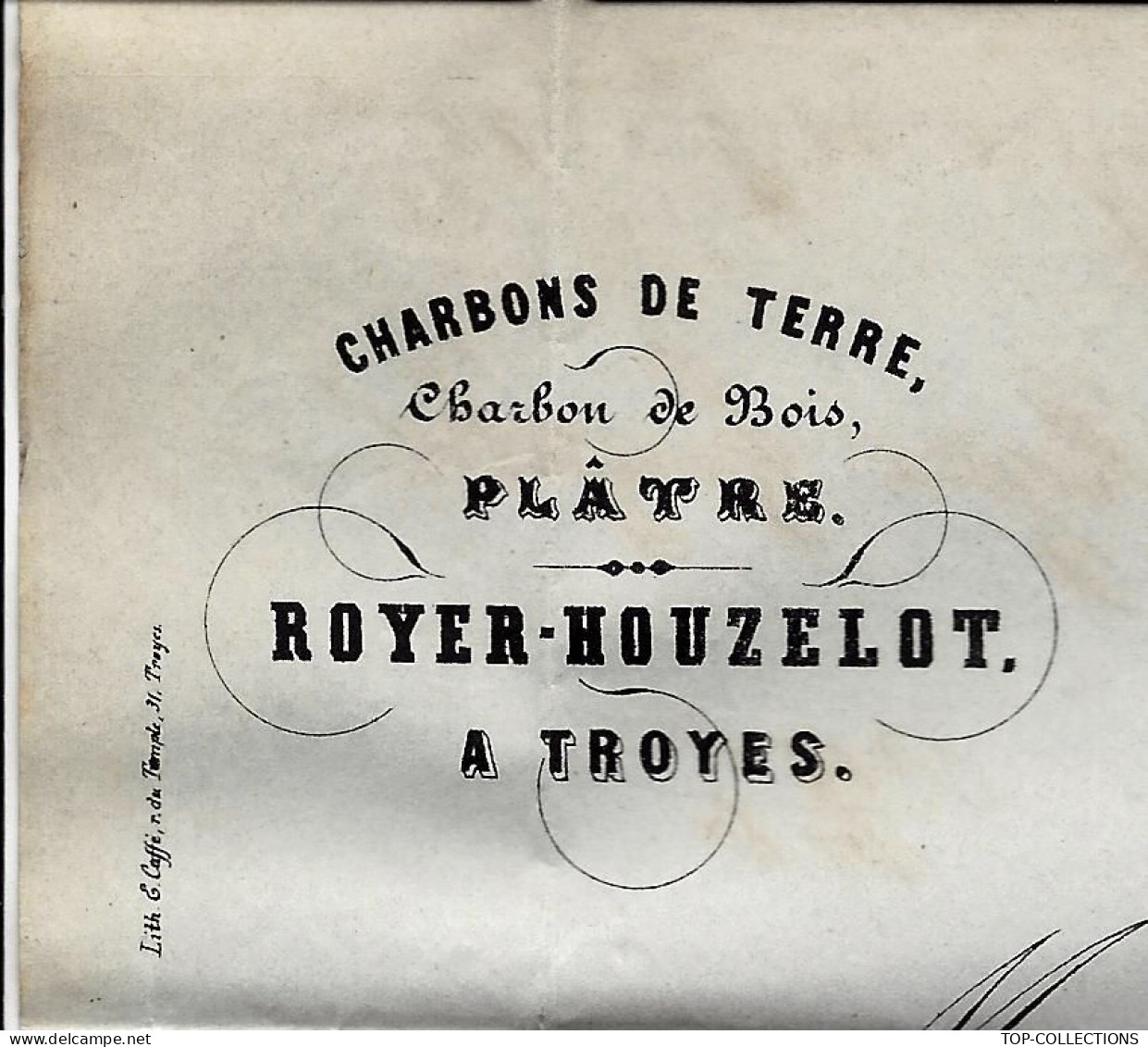 1855  ENTETE Royer Houzelot Troyes Aube Charbons De Bois & De Terre Pour Houilleres D’Epinac Saone Et Loire V.HISTORIQUE - 1800 – 1899