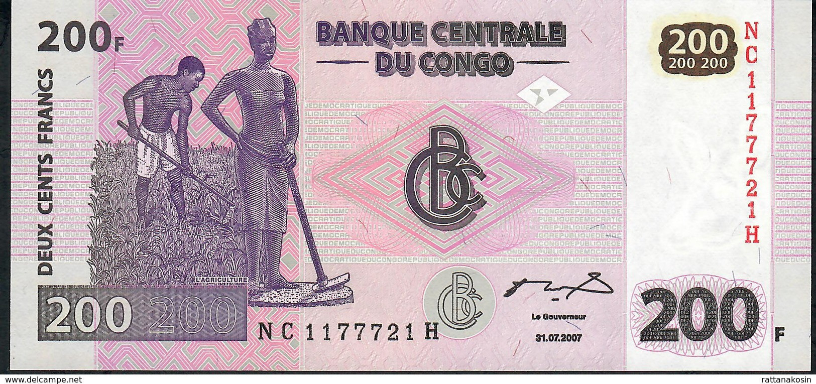 CONGO P99b 200 FRANCS 2007 # NC/H    ( HdM )   UNC. - Democratic Republic Of The Congo & Zaire