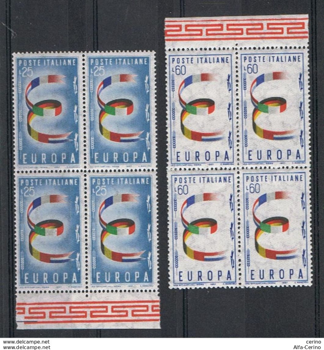 REPUBBLICA:  1957  EUROPA  CEPT  -  S. CPL. 2  VAL. BL. 4  N. -  SASS. 817/18 - 1957