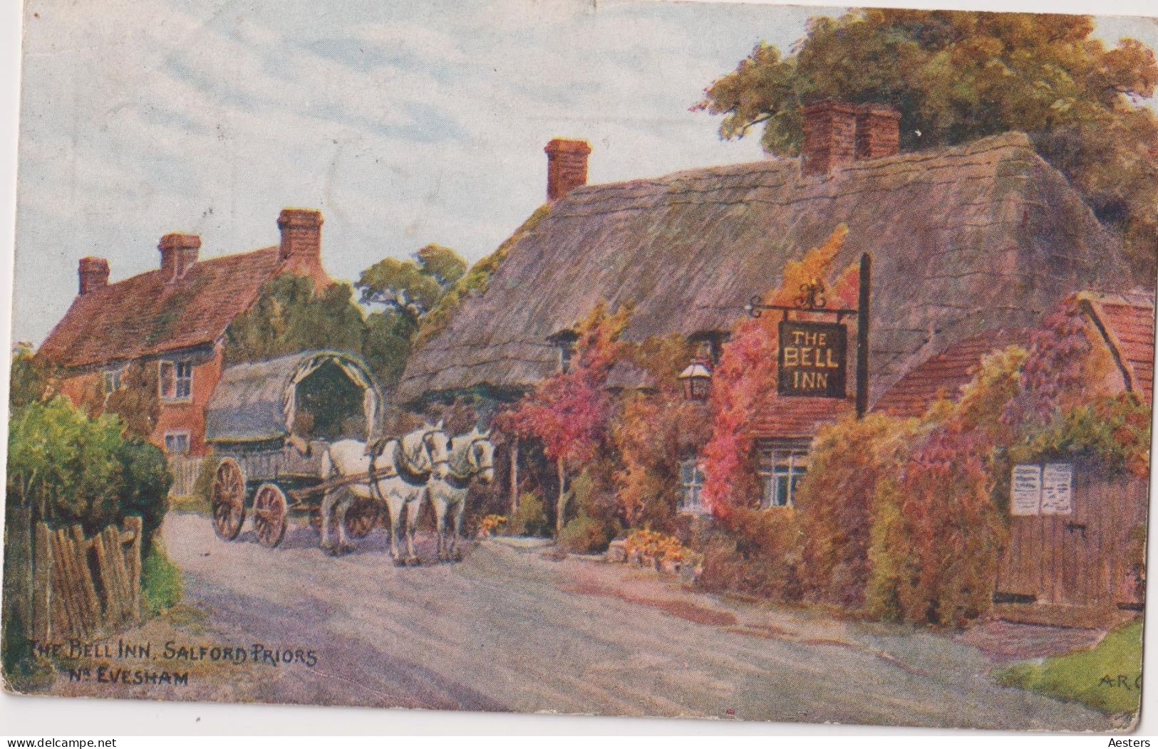 Evesham; The Bell Inn (Horse Carriage) - Circulated. (J. Salmon) - Evesham