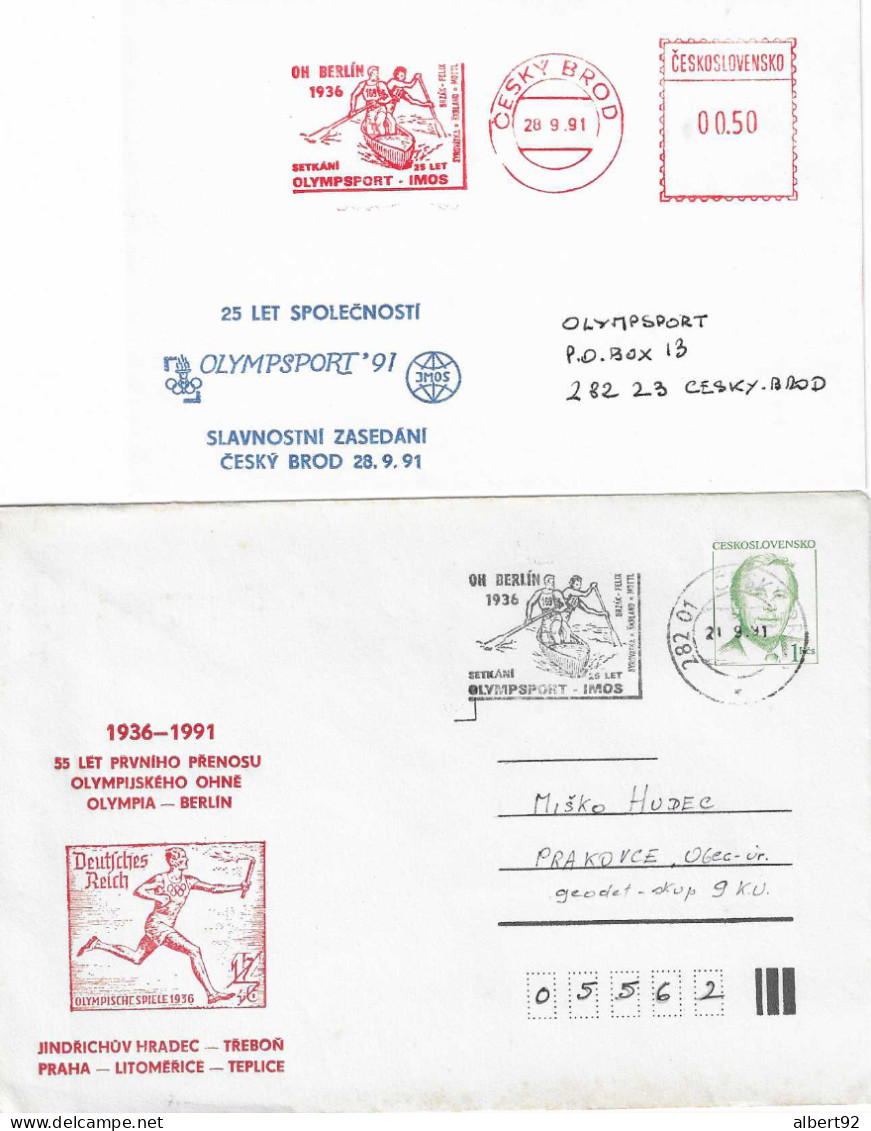 1936 Jeux Olympiques De Berlin: Canoë: J Brzak Et V. Syrovatski Médaillés Or En C2 1000 M: EMA + Entier Postal. - Canoë